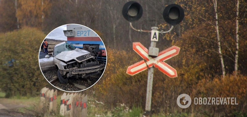 На Донбассе поезд сбил автомобиль на переезде: водитель погиб. Фото