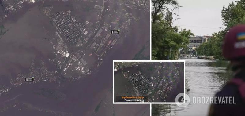 Затоплены огромные территории: новые спутниковые снимки последствий разрушения плотины Каховской ГЭС